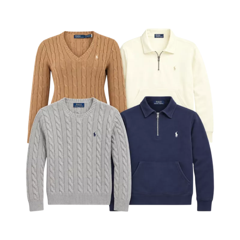 Lot de pulls half zip et torsadés Ralph Lauren seconde main – Brandor grossiste
