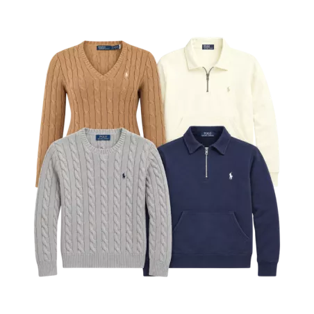 Wholesale lot of second-hand Ralph Lauren half-zip and cable-knit sweaters – Brandor